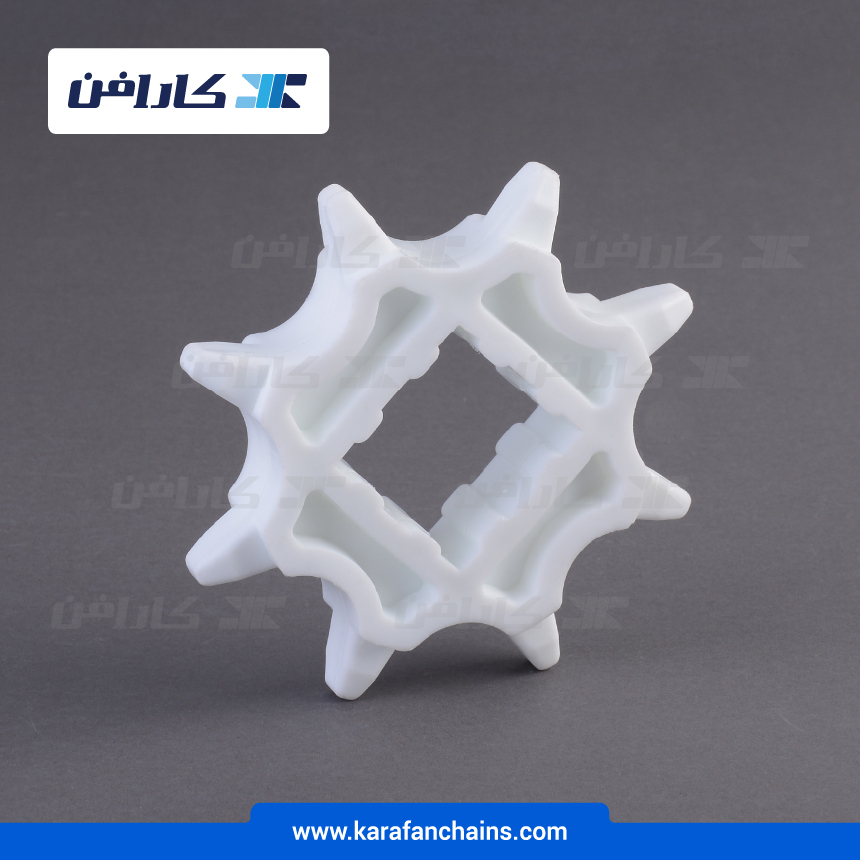 چرخ زنجیر گام 2 اینچ 8 دندانه، قطر 127 میلیمتر با سوراخ 40x40 میلیمتر