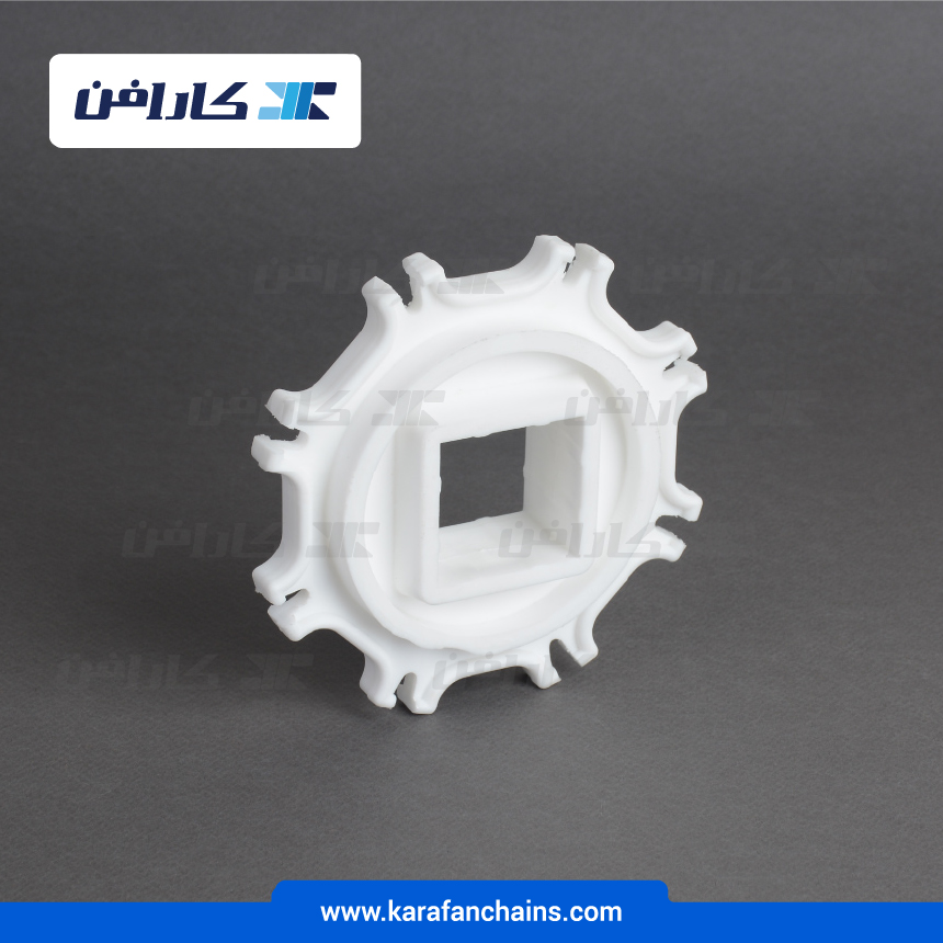 چرخ زنجیر گام 2 اینچ 8 دندانه، قطر 127 میلیمتر با سوراخ 40x40 میلیمتر و ضخامت دنده 12 میلیمتر ( تیپ +V )
