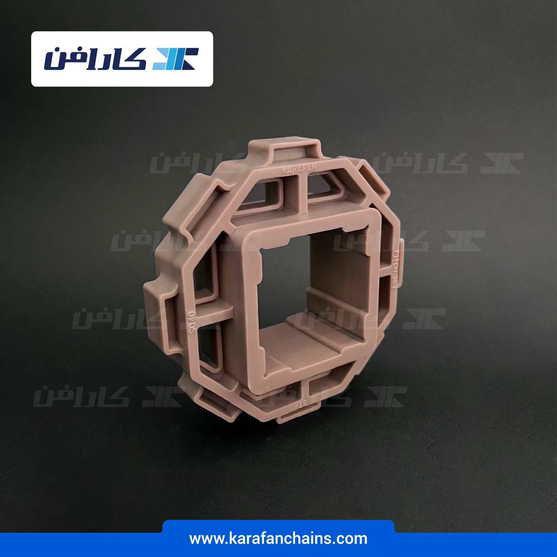 چرخ زنجیر گام 1.5 اینچ . 8دندانه . قطر 100 میلیمتر با سوراخ 40X40 و ضخامت دنده 12 میلیمتر