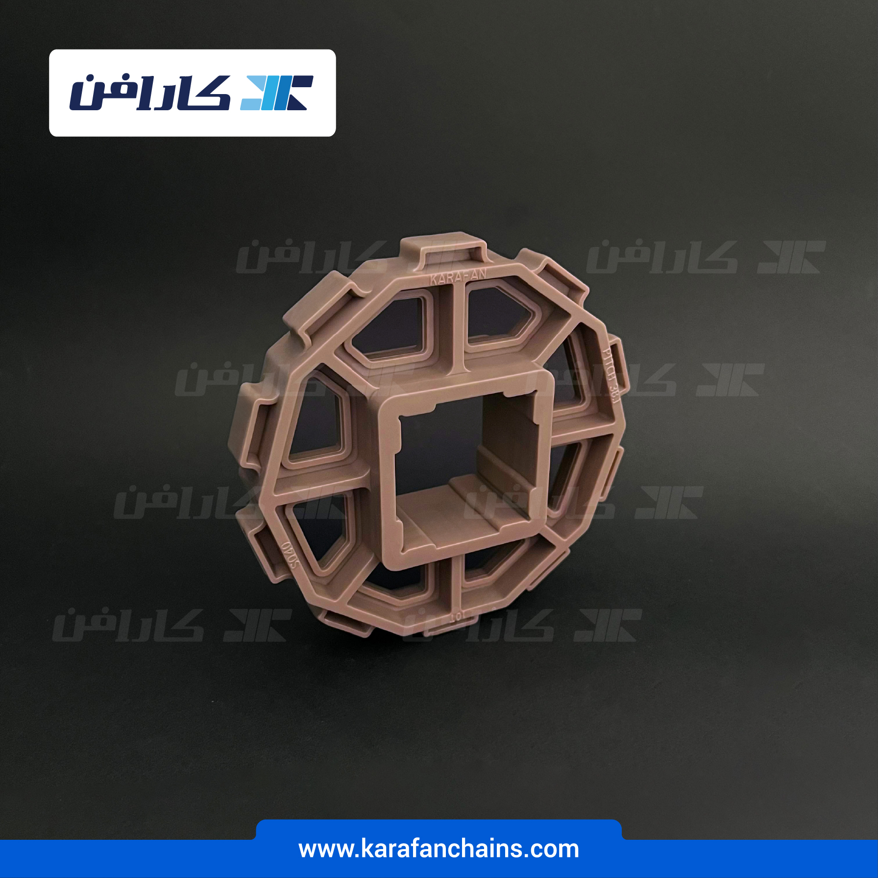 چرخ زنجیر گام 1.5 اینچ . 10دندانه . قطر 123 میلیمتر با سوراخ 40X40 و ضخامت دنده 12 میلیمتر