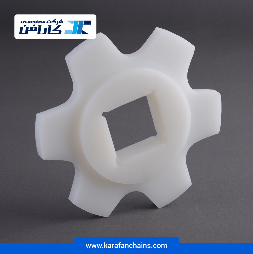 چرخ زنجیر گام 94.1 میلیمتر 6 دندانه، قطر 180 میلیمتر با سوراخ 40x40 میلیمتر و ضخامت دنده  15 میلیمتر در کارافن
