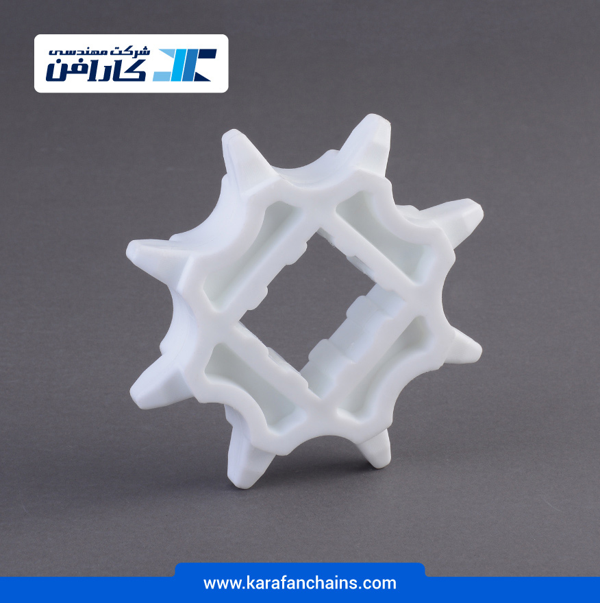 چرخ زنجیر گام 2 اینچ 8 دندانه، قطر 127 میلیمتر با سوراخ 40x40 میلیمتر در کارافن