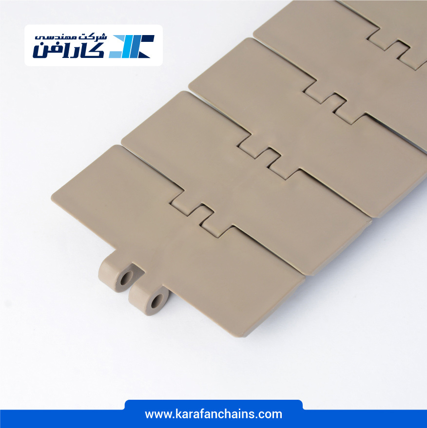زنجیر تخت حرکت مستقیم پلیمری گام 38.1 میلمیتر عرض 101.6 میلیمتر در کارافن