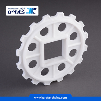 چرخ زنجیر گام 2 اینچ 16 دندانه، قطر 260 میلیمتر با سوراخ 80x80 میلیمتر و ضخامت دنده 12 میلیمتر در کارافن