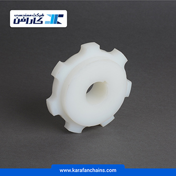 چرخ زنجیر گام 2 اینچ 7 دندانه، قطر 113 میلیمتر با سوراخ قطر 25 میلیمتر و ضخامت دنده 12 میلیمتر در کارافن