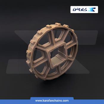 چرخ زنجیر گام 1 اینچ 18 دندانه، قطر 145 میلیمتر با سوراخ 40x40 میلیمتر و ضخامت دنده 12 میلیمتر در کارافن