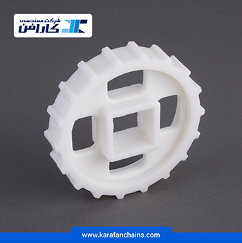 چرخ زنجیر گام 1 اینچ 18 دندانه، قطر 145 میلیمتر با سوراخ 40×40 میلیمتر و ضخامت دنده 29 میلیمتر در کارافن