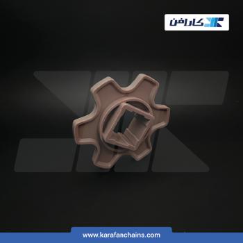 چرخ زنجیر گام 60 میلیمتر 6 دندانه، قطر 134 میلیمتر با سوراخ 40x40 میلیمتر و ضخامت دنده 9.5 میلیمتر در کارافن
