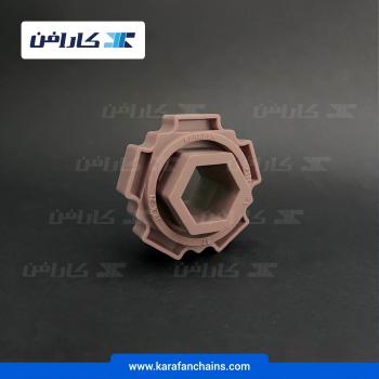 چرخ زنجیر گام 1.5 اینچ . 5دندانه . قطر 65 میلیمتر با سوراخ HEX25 و ضخامت دنده 12 میلیمتر در کارافن
