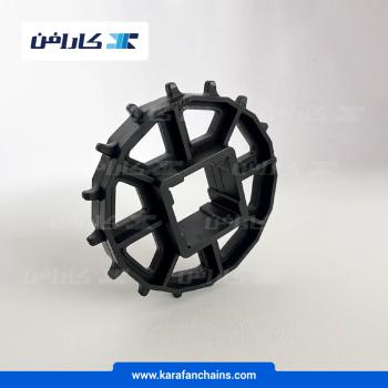 چرخ زنجیر گام 1 اینچ 16 دندانه، قطر 130 میلیمتر با سوراخ 40x40 میلیمتر و ضخامت 6 میلیمتر در کارافن